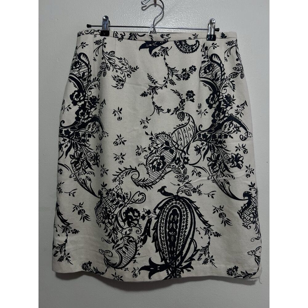 Harve Bernard Collection Women's Midi Skirt Size 14 Black Ivory Lined Wool Blend